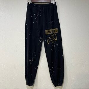 Led Zeppelin Paint Splatter Jogger Black Yellow Rock Sweatpants Pants Size Small